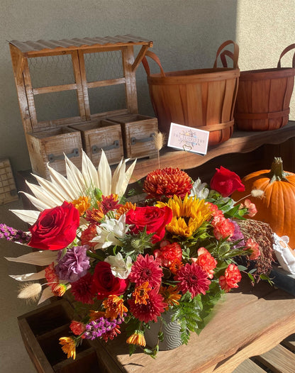 Special FALL Collection floral arrangement showcasing vibrant fall colors and textures.

