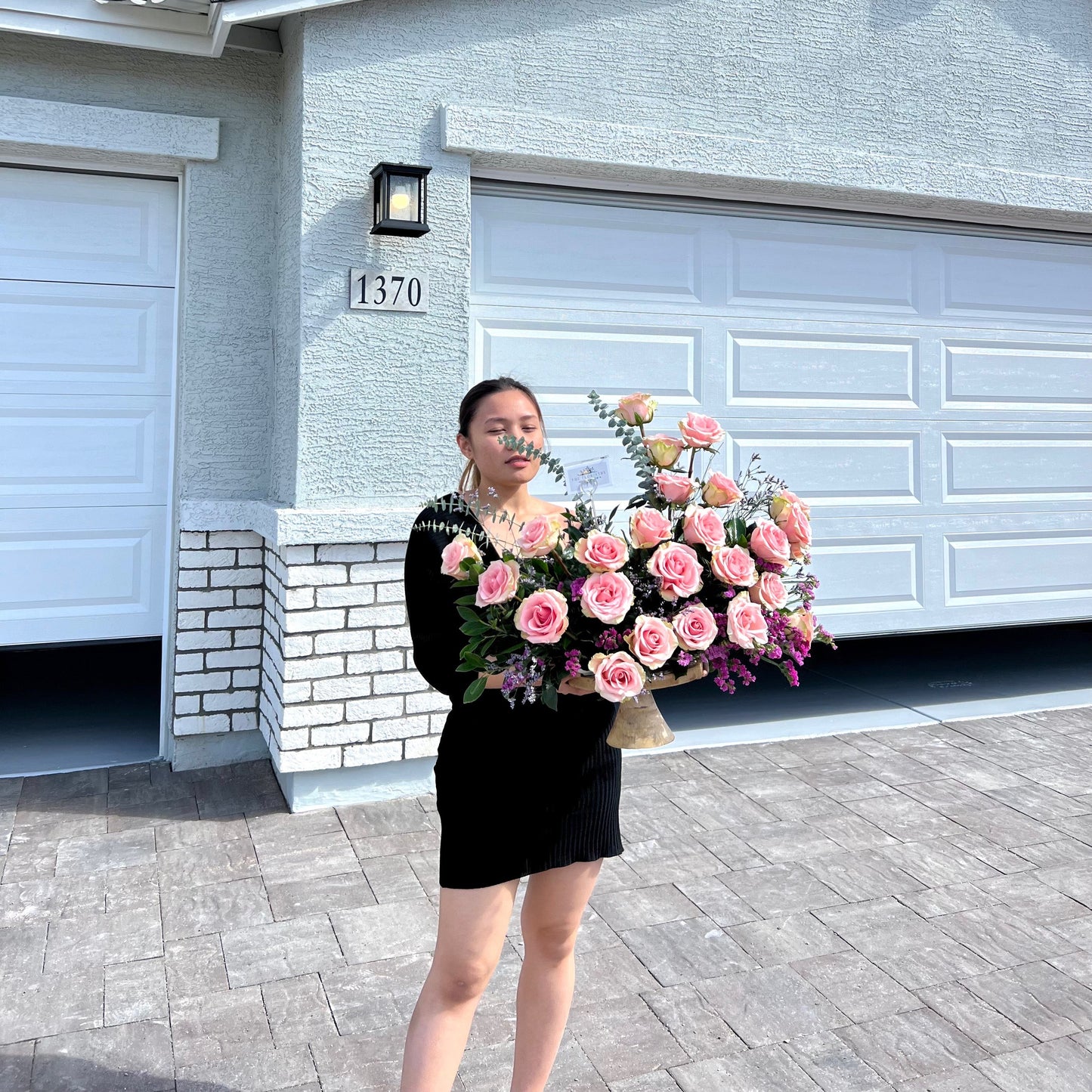 Artistic crescent rose floral design in luxury style
